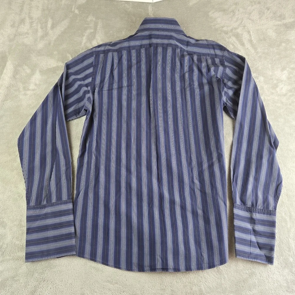 Vintage Banana Republic Shirt Mens Large 16/16.5 Blue Striped Flip Cuffs Career